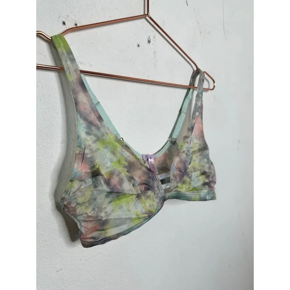 SAVAGE x FENTY Green Tye-Dye Style Adjustable Straps Cutout Front Bra size L